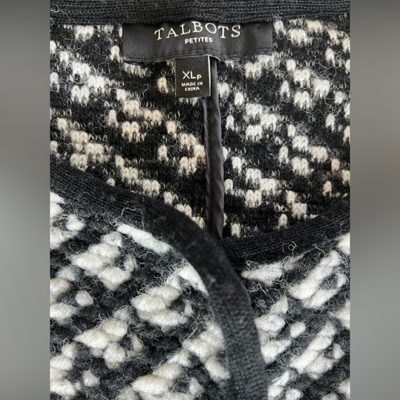 Talbots Black/White Sweater Jacket Size: XLP - Picture 6 of 8